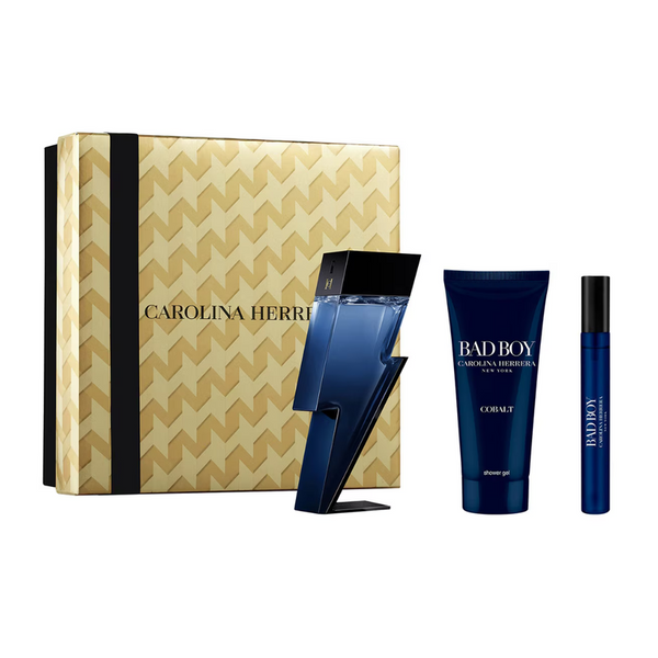 Set Perfume Bad Boy Cobalt EDP Électrique 100ml +Mini 10ml +Gel Ducha 100ml 2025 Carolina Herrera