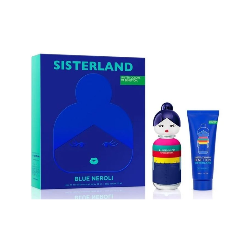 Set Perfume Benetton United Colors Sisterland Blue Neroli EDT 80 ml + Body Lotion 75 ml