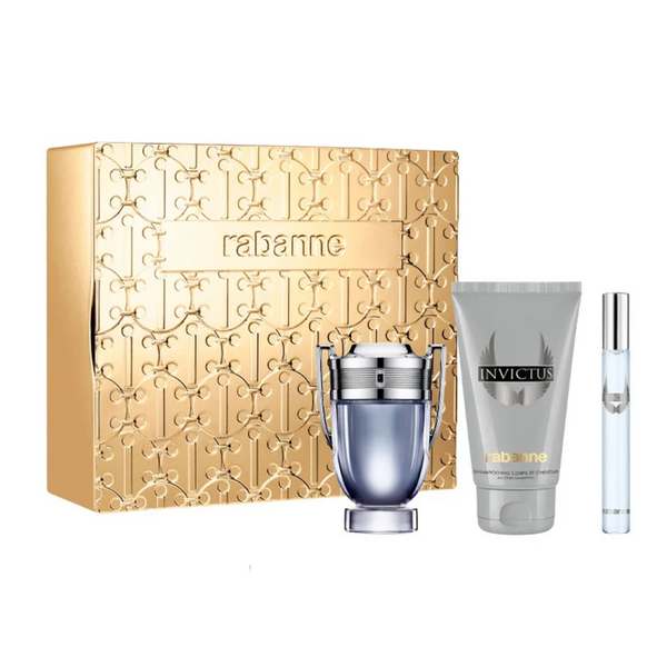 Set Perfume Paco Rabanne Invictus EDT 50 ml + Shampoo 100 ml + Travel Spray 10 ml HD24