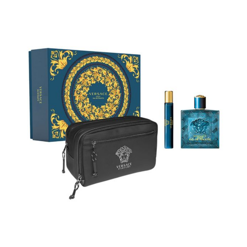 Versace Eros EDT 100 ML + Travel Spray 10 ML + Estuche